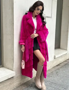 Фуксия шуба из меха аукционной норки - фото 7