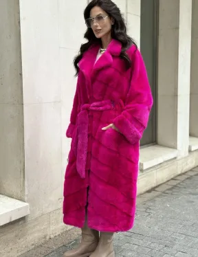 Фуксия шуба из меха аукционной норки - фото 5