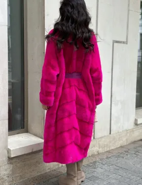 Фуксия шуба из меха аукционной норки - фото 3