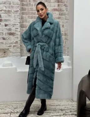 Норковая шуба в цвете TIFFANY - фото 0