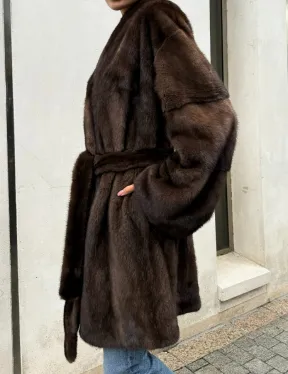 Шуба из скандинавской норки в цвете соболь - фото 1
